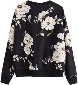 img 3 attached to 🌸 Romwe Women's Floral Print Long Sleeve Pullover Tops: Lightweight Sweatshirt for Casual Chic