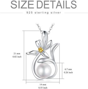 img 2 attached to 🌼 Zoeniya Handpicked White Freshwater Cultured Pearl Necklace with Sterling Silver Sunflower & Daisy Flower Pendant - Ideal Gift for Women and Teen Girls Birthday