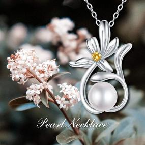 img 1 attached to 🌼 Zoeniya Handpicked White Freshwater Cultured Pearl Necklace with Sterling Silver Sunflower & Daisy Flower Pendant - Ideal Gift for Women and Teen Girls Birthday