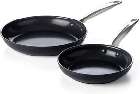 img 4 attached to 🍳 GreenPan Prime Midnight Hard Anodized Healthy Ceramic Nonstick Frying Pan/Skillet Set, Black, 8-Inch and 10-Inch