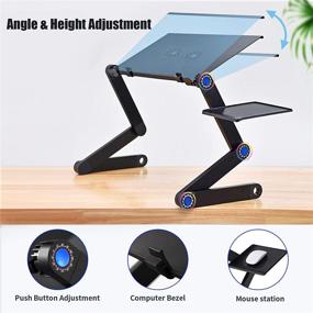 img 3 attached to 💻 Portable Laptop Stand with Adjustable Workstation, Notebook Holder, USB Cooling Pad, and Mouse Tray for Bed, Sofa, Reading