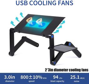 img 2 attached to 💻 Portable Laptop Stand with Adjustable Workstation, Notebook Holder, USB Cooling Pad, and Mouse Tray for Bed, Sofa, Reading