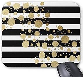 img 3 attached to 🖤 Stylish Gold Paint Splatter on Black and White Stripes Mouse Pad - Eco-Friendly and Durable Mouse Mat for Fashionable Computer Desk Decor