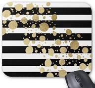 🖤 stylish gold paint splatter on black and white stripes mouse pad - eco-friendly and durable mouse mat for fashionable computer desk decor logo