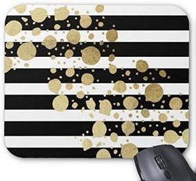 img 4 attached to 🖤 Stylish Gold Paint Splatter on Black and White Stripes Mouse Pad - Eco-Friendly and Durable Mouse Mat for Fashionable Computer Desk Decor