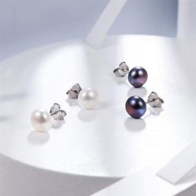 img 1 attached to 💍 INBLUE 925 Sterling Silver Freshwater Pearl Earrings for Women Girls Cultured Stud White and Purple Pearl Earrings Sets - Perfect Bridesmaid Gifts and Jewelry for Best Friends and Lovers