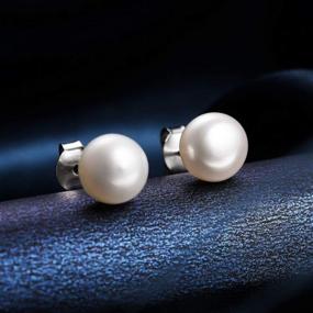 img 2 attached to 💍 INBLUE 925 Sterling Silver Freshwater Pearl Earrings for Women Girls Cultured Stud White and Purple Pearl Earrings Sets - Perfect Bridesmaid Gifts and Jewelry for Best Friends and Lovers