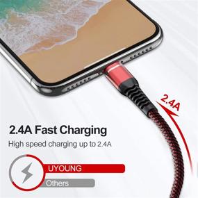 img 3 attached to 🔌 Durable 6ft Heavy Duty Charger Cable - 3Pack USB Charging Cable for iPhone, Braided Nylon Long Cord - Compatible with iPhone 11/11 Pro/X/Xs Max/XR / 8/8 Plus / 7/7 Plus/6/6S/6plus / iPad Mini - Red