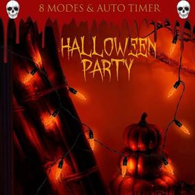 img 2 attached to Halloween Orange String Lights: 18ft 50 LED Battery Operated Light with 8 Modes - Waterproof Mini Lights for Garden Patio Halloween Holidays Decoration