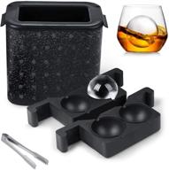 🥃 crystal-clear ice ball maker: 2 large sphere ice balls, bpa free ice cube tray with tong for cocktails, whiskey, brandy, and drinks - slow melting ice cube mold logo