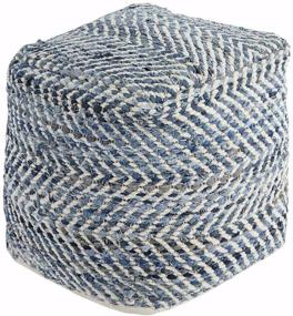 img 4 attached to 🪑 Stylish and Handmade Ashley Chevron Woven Pouf - 20 x 20, Blue and White