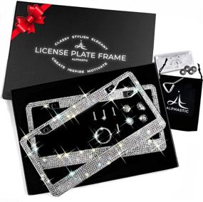 img 4 attached to 💎 Sparkling Glass Diamond Car License Plate Frame – Pack of 2, Handcrafted Bling Chrome Rhinestone Stainless Steel Metal Frames for Cars, Ideal for Women & Men. AA SS16 Glitter Crystal (Glass Diamond Rhinestone)
