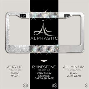 img 3 attached to 💎 Sparkling Glass Diamond Car License Plate Frame – Pack of 2, Handcrafted Bling Chrome Rhinestone Stainless Steel Metal Frames for Cars, Ideal for Women & Men. AA SS16 Glitter Crystal (Glass Diamond Rhinestone)