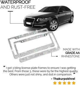 img 1 attached to 💎 Sparkling Glass Diamond Car License Plate Frame – Pack of 2, Handcrafted Bling Chrome Rhinestone Stainless Steel Metal Frames for Cars, Ideal for Women & Men. AA SS16 Glitter Crystal (Glass Diamond Rhinestone)
