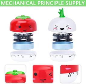 img 3 attached to 🍅 Peinat Kitchen Timer – 60-Minutes Mechanical Timer with Cute Vegetable Design – Wind Up Timer, No Batteries Needed – Compact Size, Manual Cooking Timer - 360 Degree Rotating Timer in White Garlic and Red Tomatoes