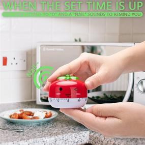 img 1 attached to 🍅 Peinat Kitchen Timer – 60-Minutes Mechanical Timer with Cute Vegetable Design – Wind Up Timer, No Batteries Needed – Compact Size, Manual Cooking Timer - 360 Degree Rotating Timer in White Garlic and Red Tomatoes