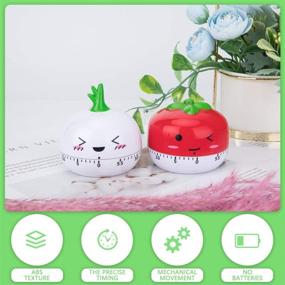 img 2 attached to 🍅 Peinat Kitchen Timer – 60-Minutes Mechanical Timer with Cute Vegetable Design – Wind Up Timer, No Batteries Needed – Compact Size, Manual Cooking Timer - 360 Degree Rotating Timer in White Garlic and Red Tomatoes