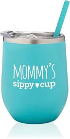 img 4 attached to SassyCups Mommy's Sippy Cup - Stainless Steel Stemless Wine Tumbler with Straw - 🍷 Funny Wine Glass Tumbler for Mom-to-Be - Mommy Tumbler, New Mom - 12 Ounce, Mint