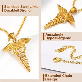 img 1 attached to 🏥 Bandmax Personalized Medical Alert Necklace Caduceus Pendant Necklace for Men Women – Doctor Nurse Steel/Gold/Black Custom Engraved Dog Tag Necklace – Medical ID Jewelry