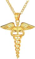 🏥 bandmax personalized medical alert necklace caduceus pendant necklace for men women – doctor nurse steel/gold/black custom engraved dog tag necklace – medical id jewelry logo