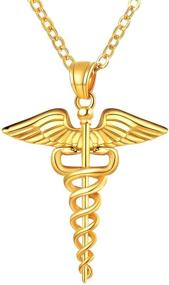 img 4 attached to 🏥 Bandmax Personalized Medical Alert Necklace Caduceus Pendant Necklace for Men Women – Doctor Nurse Steel/Gold/Black Custom Engraved Dog Tag Necklace – Medical ID Jewelry