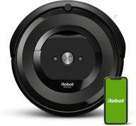 wi-fi connected irobot roomba e5 (5150) robot vacuum - works with alexa, ideal for pet hair, carpets and hard floors - self-charging, black логотип
