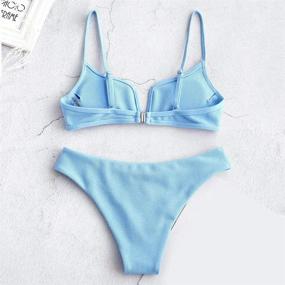 img 2 attached to 👙 ZAFUL Solid Swimsuit with Padded V-Wire Cami Two-Piece Set for Women's Clothing