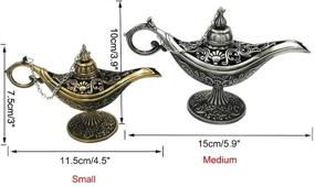 img 2 attached to 🧞 Honoro Vintage Legend Aladdin Magic Genie Lamp - Exquisitely Carved Metal Wishing Light for Home Wedding Party Tabletop Decoration - Delicate Small Gold Gift
