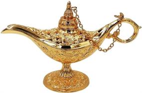 img 4 attached to 🧞 Винтажная легенда Honoro Алладина волшебная лампа джинна - изысканно вырезанный металлический светильник для домашнего вечеринки свадебного стола - нежный маленький золотой подарок
