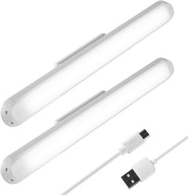 img 4 attached to 💡 LED Under Cabinet Lighting: 2-Pack Wireless Rechargeable Closet Light with Dimmable 3 Color Adjustable Bars for Kitchen Cabinet, Workbench