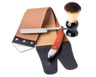 🪒 straight razor barber kit: straight edge shaving razor, strop, brush, & leather strop for professional barbering logo