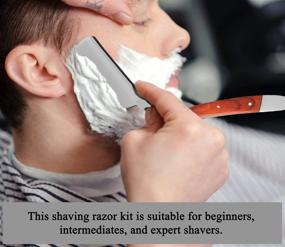 img 3 attached to 🪒 Straight Razor Barber Kit: Straight Edge Shaving Razor, Strop, Brush, & Leather Strop for Professional Barbering