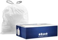 plasticplace 5 gallon trash bags │ 0.9 mil 🗑️ │ white drawstring garbage liners for bucket │ 19x25 (100 count) logo