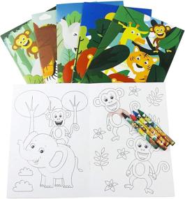 img 3 attached to Safari Zoo Animals Coloring Book Set: 12 Books & 48 Crayons for Fun Jungle Book Birthday Party Favors and Zoo Party Bag Fillers