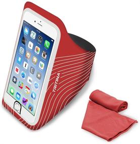 img 3 attached to 📱 Tritina Sport Armband for iPhone with Touch ID, Fits Up to 5.5inch + Fitness Cool Towel [Red]