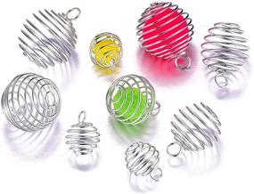 img 2 attached to 🔒 Versatile Stainless Steel Spiral Bead Cage Pendants - 30 PCs with 3 Different Sizes for Jewelry Making and Crafting