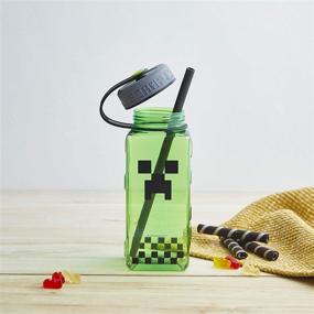 img 2 attached to 🥤 Zak Designs 36oz Durable Plastic Water Rugged Sports Bottle - Minecraft Creeper Edition with Carry Strap, Wide Chug Opening & Reusable Straw