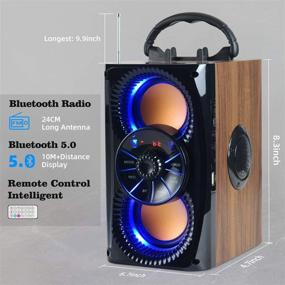 img 2 attached to 🔊 Улучшенный беспроводной Bluetooth-динамик с HD звуком мощностью 10 Вт: Озаряйте свою музыку потрясающими огнями, корпус из дерева, четыре стерео громкоговорителя, портативный для дома, вечеринок, на открытом воздухе, в путешествиях - идеальный подарок!