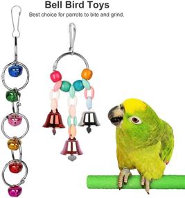 img 2 attached to 🦜 Colorful Hanging Hammock Bell Swing Toys for Small Parakeets, Conures, Cockatiels, Macaws, Finches, and Love Birds - 13 Pack Bird Parrot Chewing Climbing Toys by SUNJOYCO