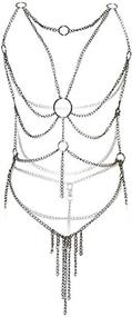 img 4 attached to 👙 Exquisite Women's Cross Body Tassel Lingerie Set with Metal Chain Detail