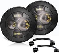 🔦 czc auto 7" круглые led-фары для джипа: высокий и низкий лучи, для jeep wrangler 2006-2017 jk lj tj hummer h1 h2 cj, одобрены dot, чипы cree, противомигание, черные (2 шт.) логотип