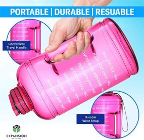 img 2 attached to Pink Motivational Water Bottle with Time Marker & Hourly Hydration Measurements – BPA Free & Non Toxic Large Sports Fitness Bottle Jug with Wide Mouth – Encouraging Adequate Water Intake