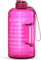 pink motivational water bottle with time marker & hourly hydration measurements – bpa free & non toxic large sports fitness bottle jug with wide mouth – encouraging adequate water intake logo