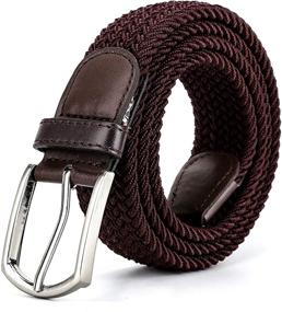 img 4 attached to Multicolored Elastic Stretch Canvas Braided Men's Belt Accessories