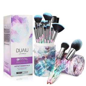 img 4 attached to 💄 DUAIU 15pcs Premium Synthetic Bristles Crystal Handle Makeup Brush Set - Perfect for Foundation, Face, Lips, and Eyes - Professional Quality with Starry Gift Box