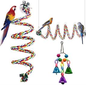 img 2 attached to Enhance Your Parrot's Cage with Colorful, 🦜 Flexible ITTUNLY Bird Rope Perch Bungee Toys and Accessories