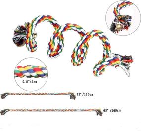 img 3 attached to Enhance Your Parrot's Cage with Colorful, 🦜 Flexible ITTUNLY Bird Rope Perch Bungee Toys and Accessories