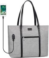 👜 chomeiu hemp gray usb laptop tote bag - 15.6 inch women's laptop organizer bag for teachers and work logo