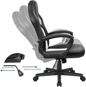 img 1 attached to 👾 KaiMeng High Back Gaming Chair: Ergonomic Leather Computer Chair for Racing Games, Executive Conferences, and Desk Use (White)