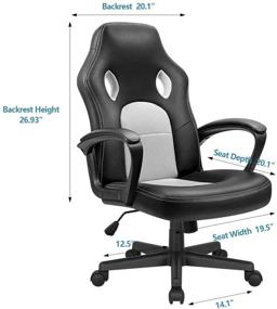 img 2 attached to 👾 KaiMeng High Back Gaming Chair: Ergonomic Leather Computer Chair for Racing Games, Executive Conferences, and Desk Use (White)